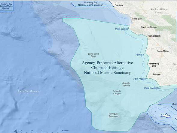 Map of agency preferred alternative Chumash heritage national marine sanctuary