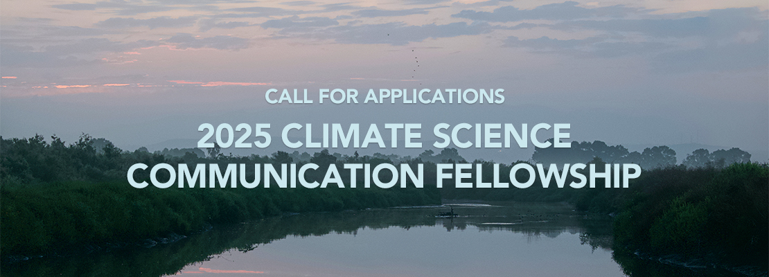 Photo of Tijuana Estuary with text "Call for applications: 2025 Climate Science Communications Fellowship"