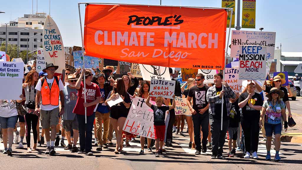 People’s Climate March, San Diego near the finish at Waterfront Park. Photo by Ken Stone.