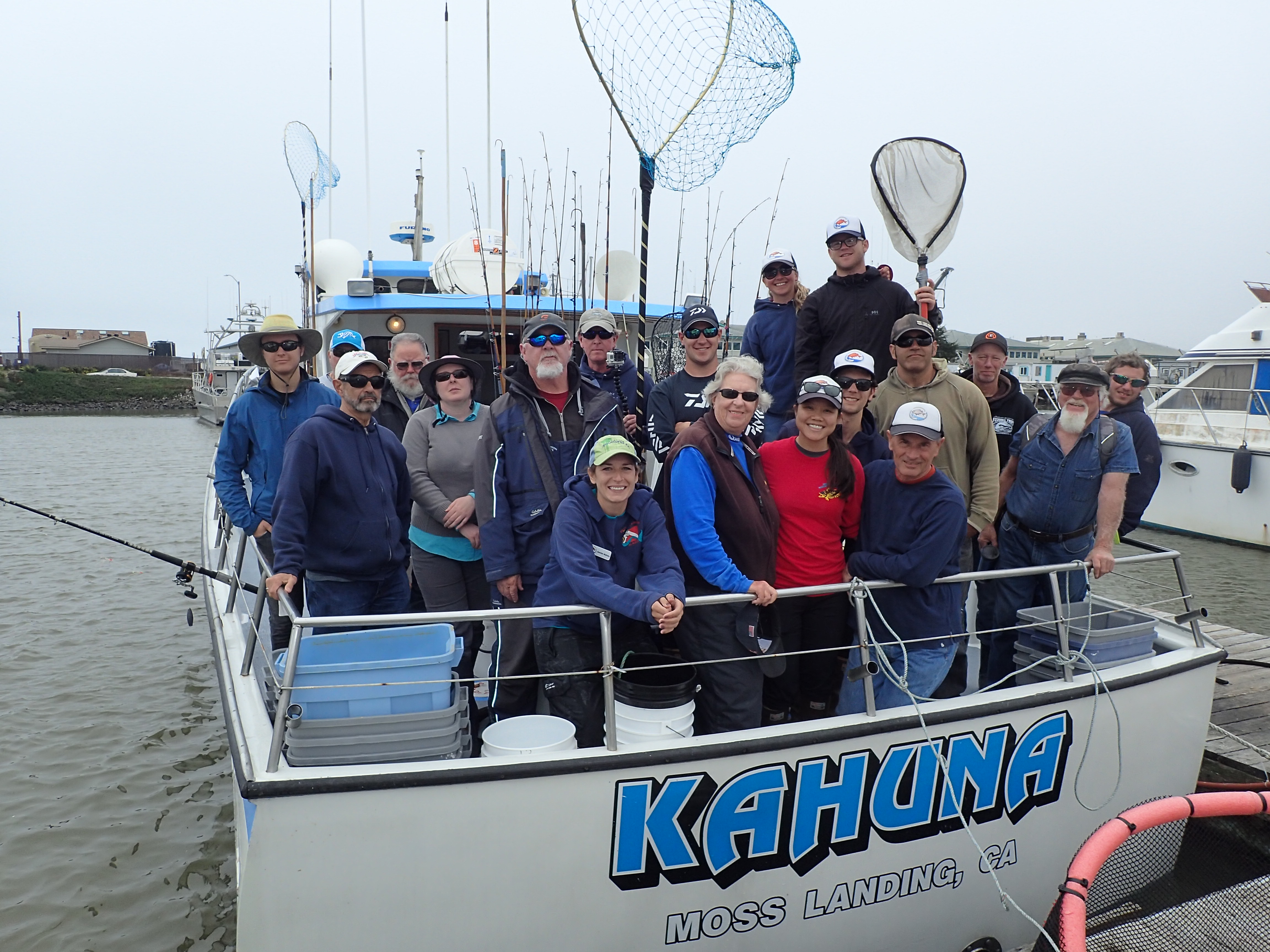 A group of community members joins the CCFRP scientists aboard the fishing boat Kahuna for a day on the Monterey Bay.