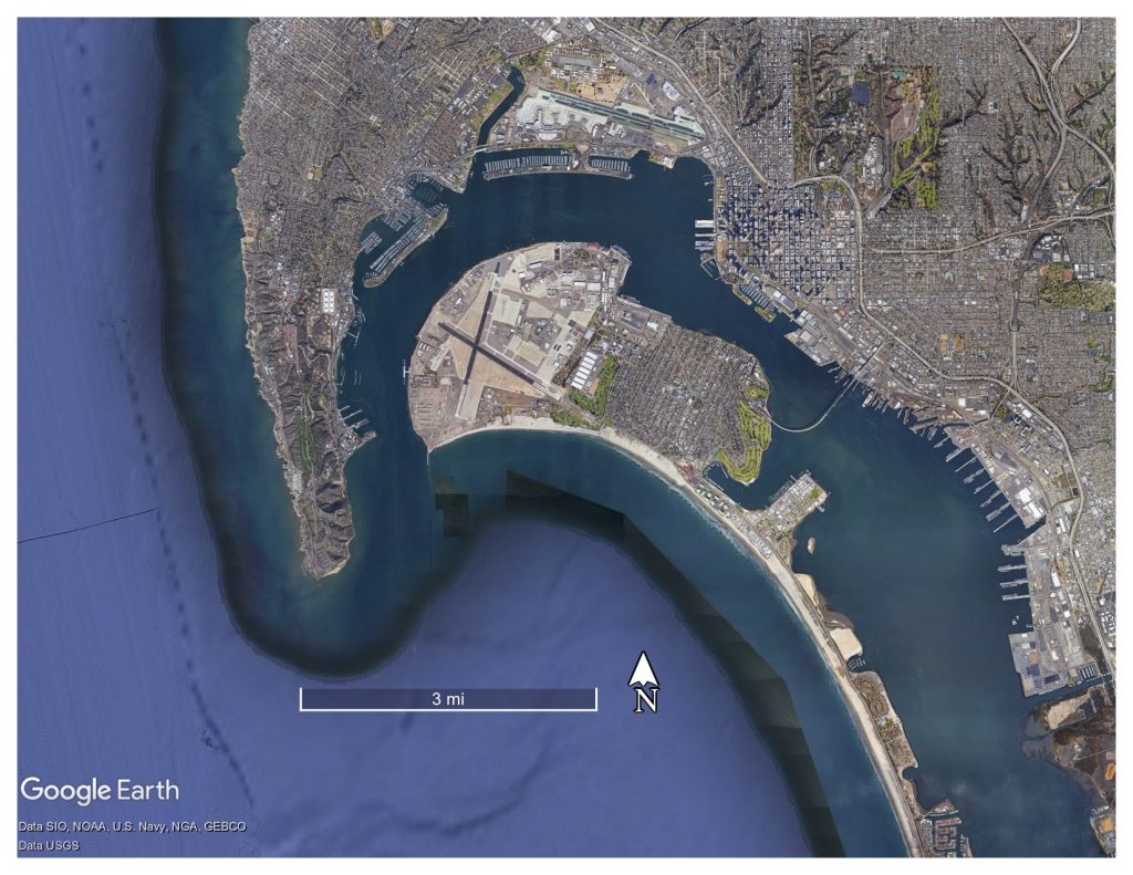 Above: Aerial photo of San Diego Bay, a perennially open estuary system which has been structurally modified to stay open year-round.