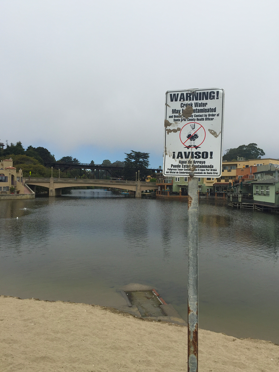 Beach posting signs advise the public of waterbodies where it is not safe to swim. Credit: Lark Starkey