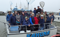 A group of community members joins the CCFRP scientists aboard the fishing boat Kahuna for a day on the Monterey Bay.