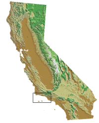 map of california with rectangle over santa barbara channel