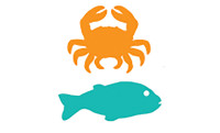 Crab and fish silhouettes