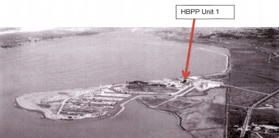 An archival photo of the nuclear plant