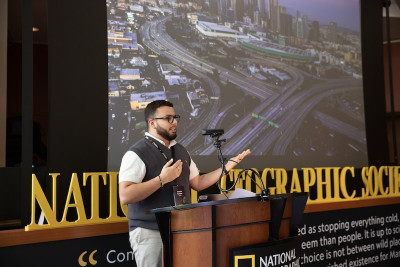 Brandon giving at talk at the National Geographic Society