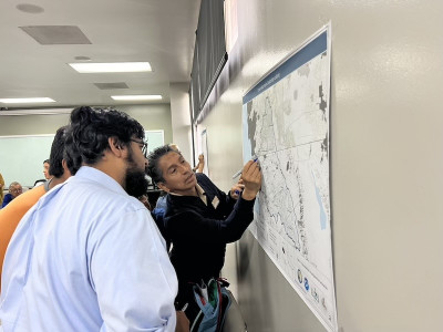 MDLA participants working to plot areas of debris accumulation