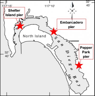 san diego bay map of piers