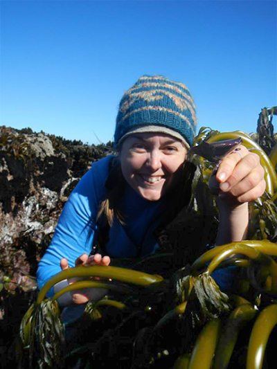 CA Sea Grant State Fellow Sara Worden sampling in one of the North Coast MPAs.