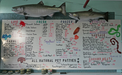 display with products and prices 