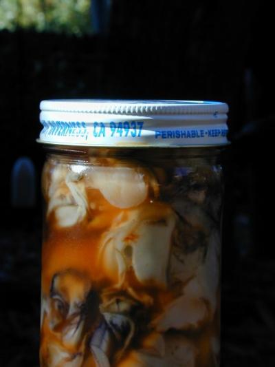 Jar of oysters.