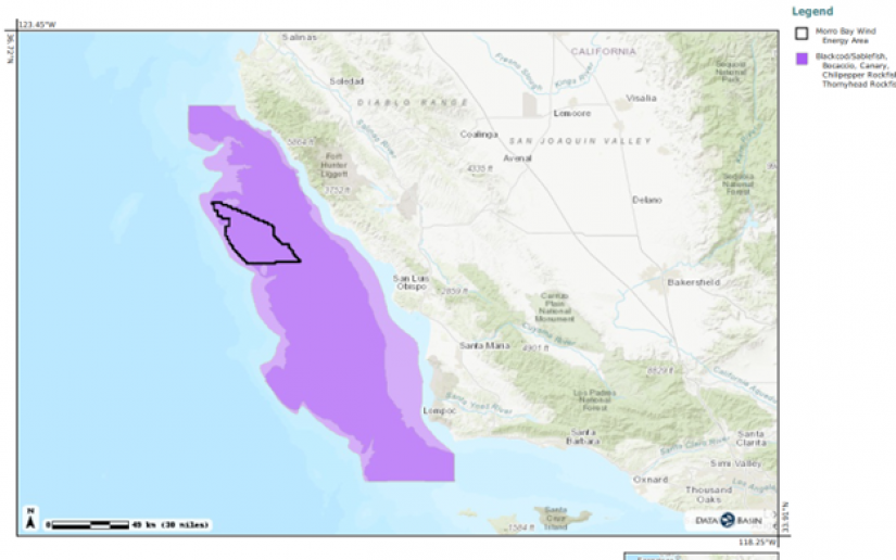 Map of Blackcod/sablefish, bocaccio, canary chilipepper Rockfish, Thornyhead Rockfish in Morro Bay