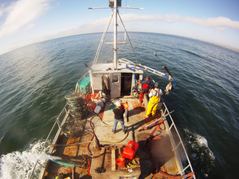 overhead view of boat