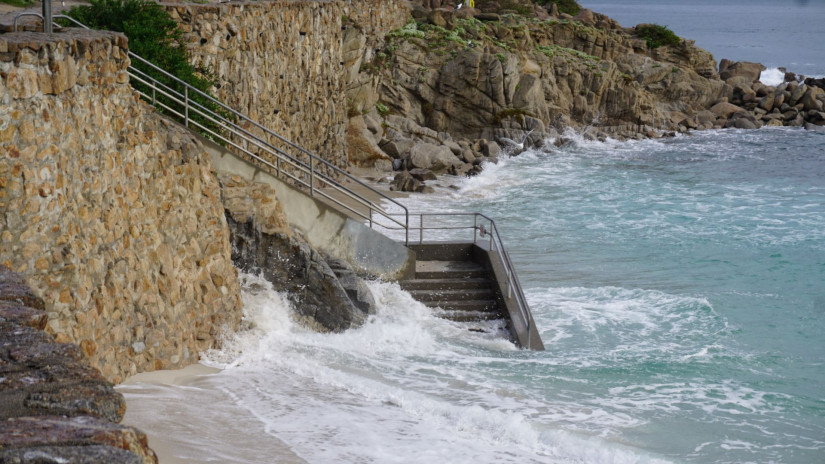 Lovers Point Park in Monterey floods during a recent king tide event in winter 2019. Credit: Nancy Bryson via California King Tides Project