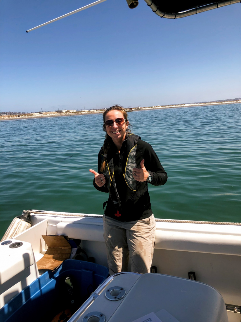 madelyn conducting water sampling for AQ & Blue Tech projects