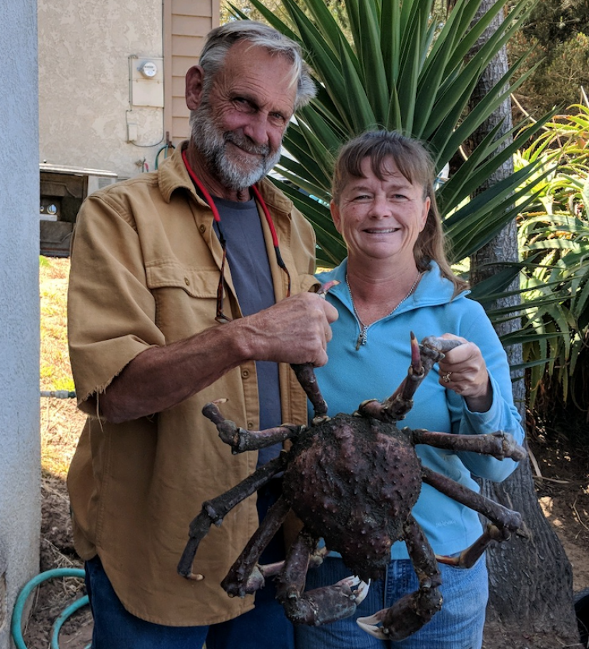 Jeremiah and Trudy O'Brien with a King crab