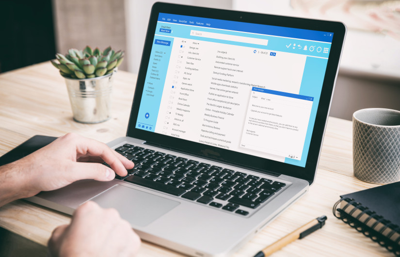 laptop open to email