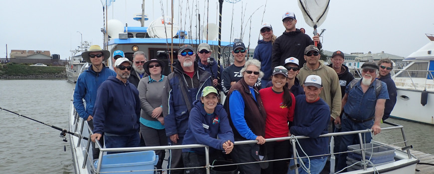 A group of community members joins the CCFRP scientists aboard the fishing boat Kahuna for a day on the Monterey Bay. 