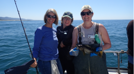 Me, Acting Deputy Director Susan Ashcraft, and former Sea Grant State Fellow Sara Worden – now an Environmental Scientist with California Department of Fish and Wildlife – during a California Collaborative Fisheries Research Program trip.