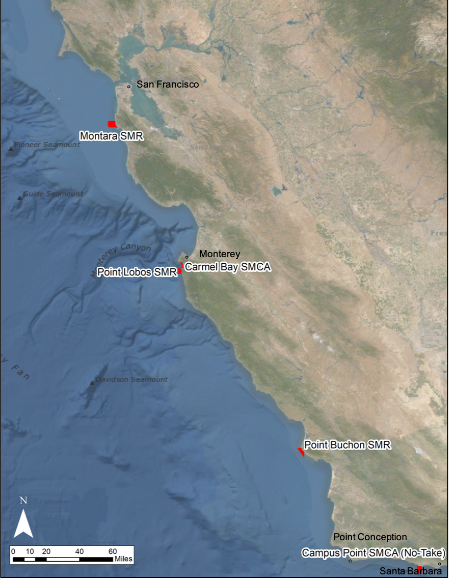 Map of Tier 1 survey locations - North Central CA