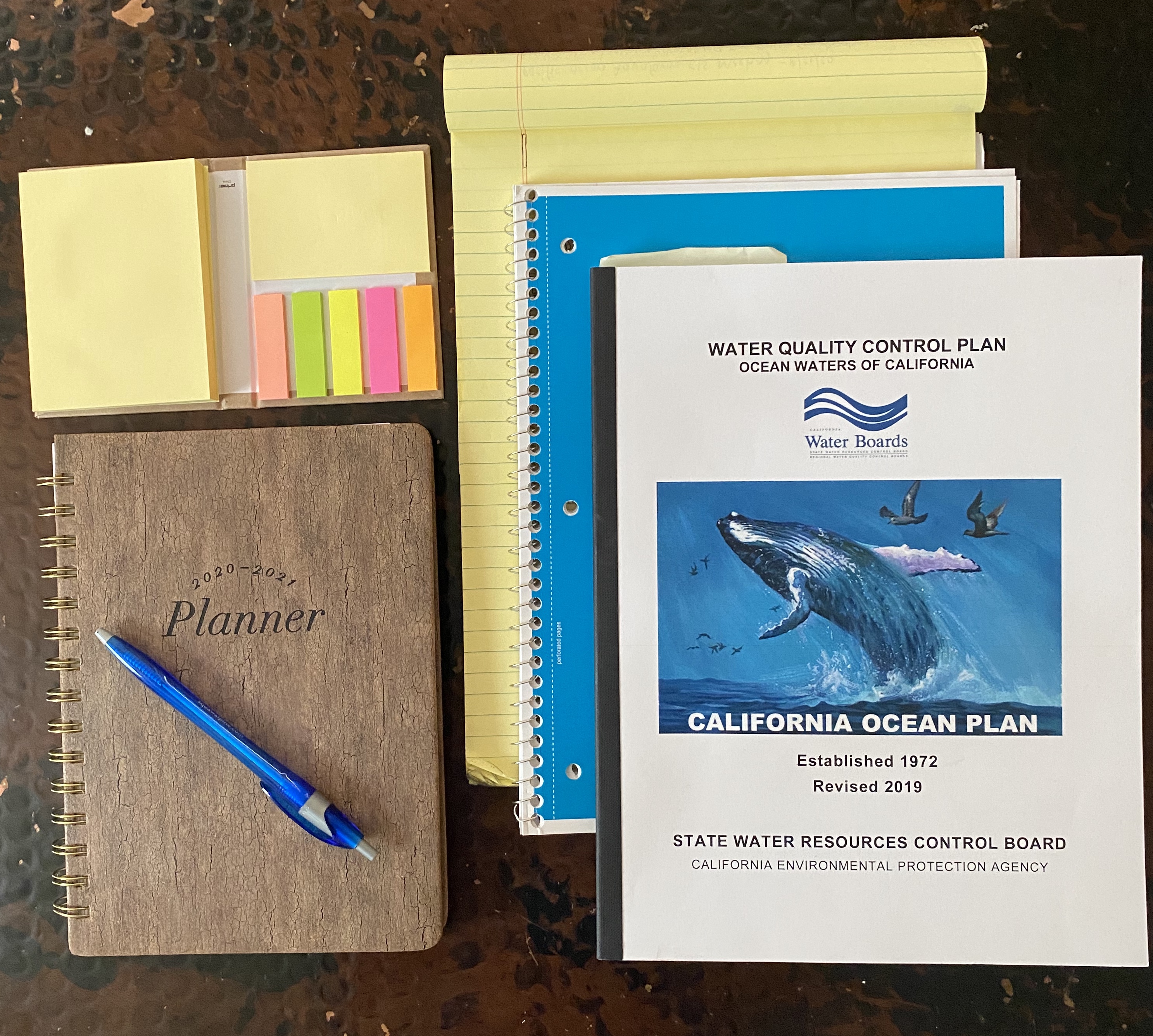 Notebooks, planners, and post-it notes