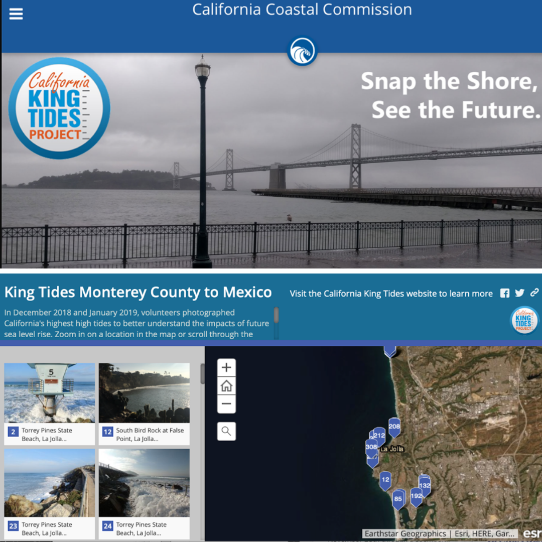 California King Tides Project screenshot of mapped photos