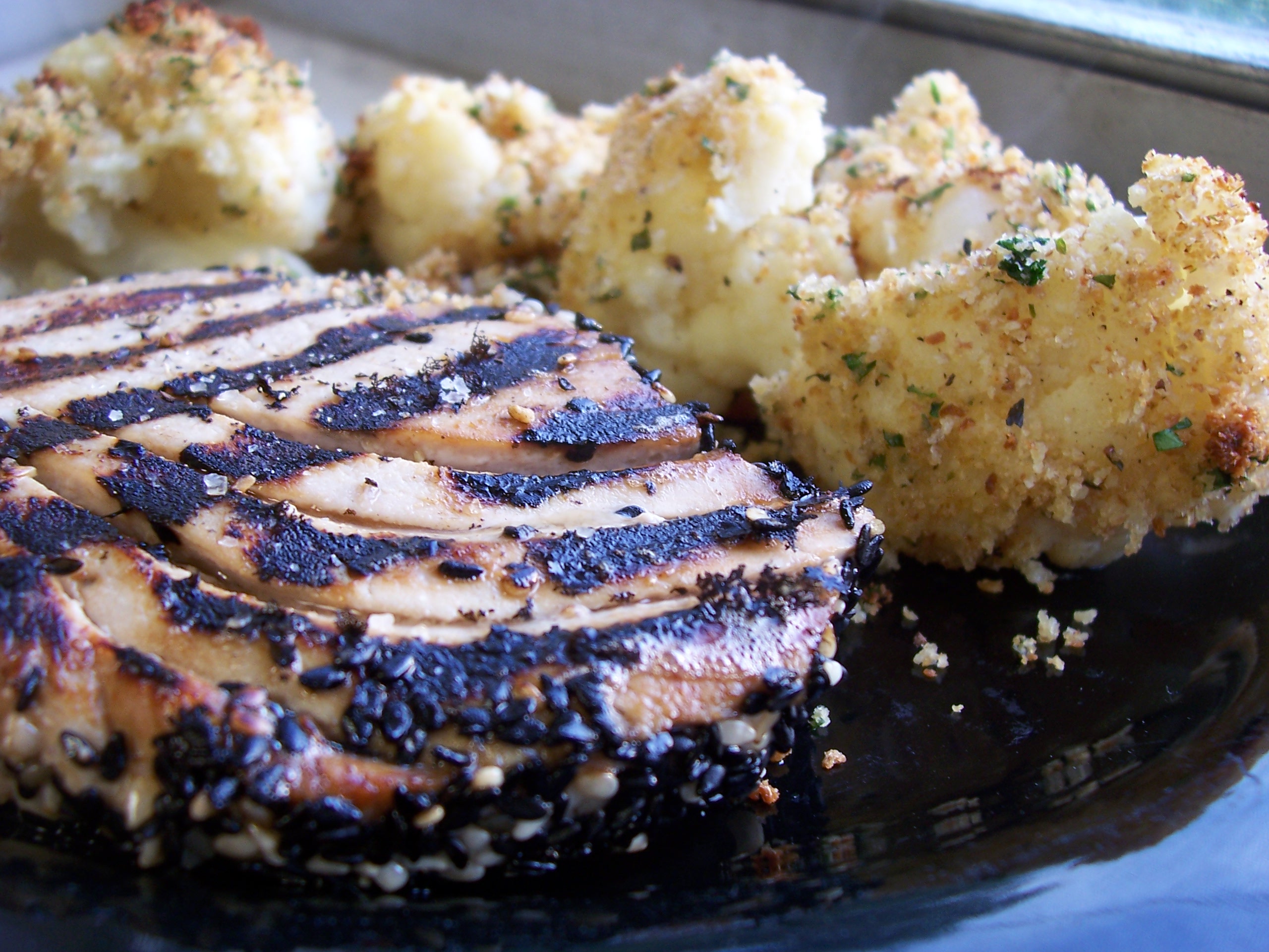 newwavegurly/flickr seared yellowfin tuna steak with roasted cauliflower