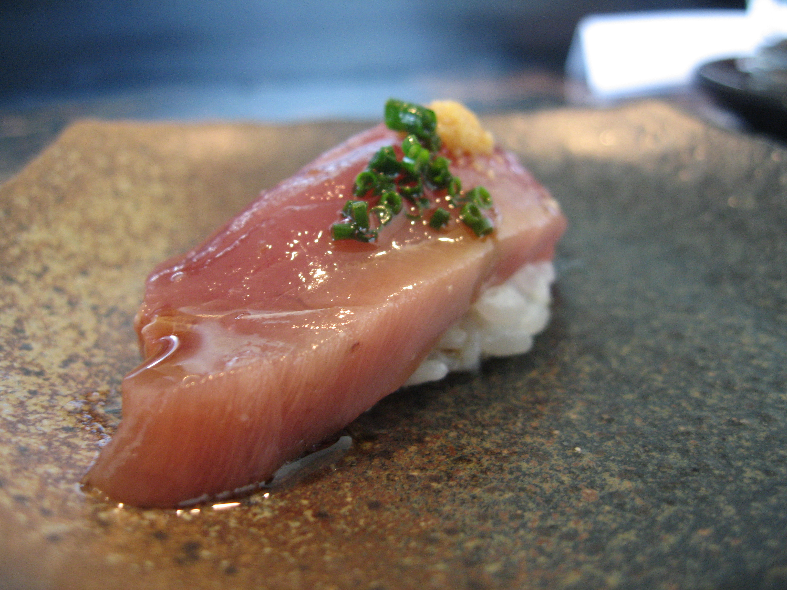 Ron Dollete/flickr yellowtail sushi garnished with green onion and ginger